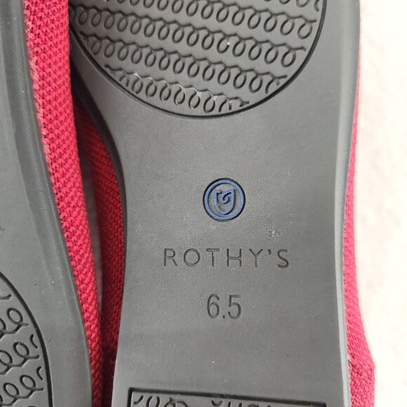 Rothy’s Red Knit Flats Slip-On Washable Shoes Eco-Friendly Size 6.5 Casual Chic - Picture 8 of 9